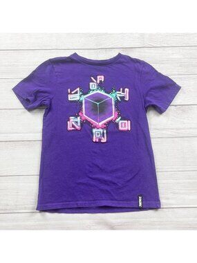 Fortnite Purple Graphic Tee Kids Shirt Cube Design Short Sleeve L 10-12